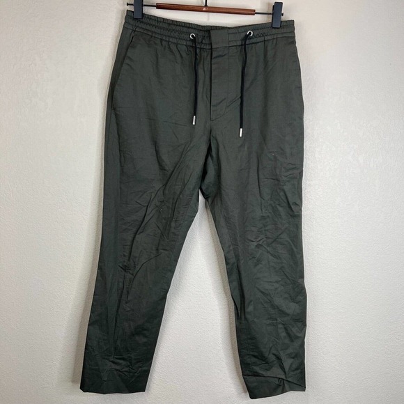 Reiss Womens Pull On Straight Leg‎ Pants Size 28 Green High Rise Drawstring - Picture 1 of 13